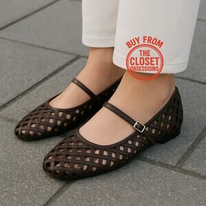 ZARA Brown Braided Mary Jane Flats NWT Size 9
